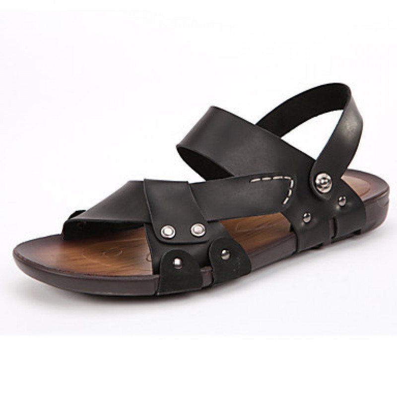   Men's Shoes Casual Leather Sandals Black / Brown  