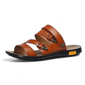 Men's Shoes Outdoor / Athletic / Casual Nappa Leather Sandals Black / Brown  