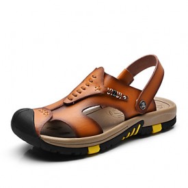 Men's Genuine Leather Slippers Outdoor Flip-Flops Comfortable Sandals  