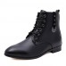 Shoes Leather / Leatherette Outdoor / Casual / Athletic Boots Outdoor / Casual / Athletic Flat Heel Rivet Black / White  