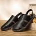 Men's Shoes Outdoor / Office & Career / Athletic / Dress / Casual Nappa Leather Sandals Big Size Black / Brown  