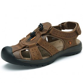 Men's Shoes Outdoor / Casual Leather Sandals Brown / Khaki  