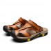 Men's Genuine Leather Slippers Outdoor Flip-Flops Comfortable Sandals  