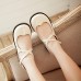 Women's Shoes Leatherette Flat Heel Mary Flats Dress / Casual Black / Beige / Burgundy / Khaki