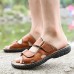 Men's Shoes Outdoor / Work & Duty / Casual Leather Sandals Black / Brown / Khaki  