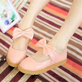 Women's Spring / Summer / Fall Round Toe Leatherette Office & Career / Casual / Dress Flat Heel Bowknot Blue / Yellow / Pink / Orange