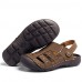 Men's Genuine Leather Slippers Outdoor Comfortable Sandals Beach Shoes  