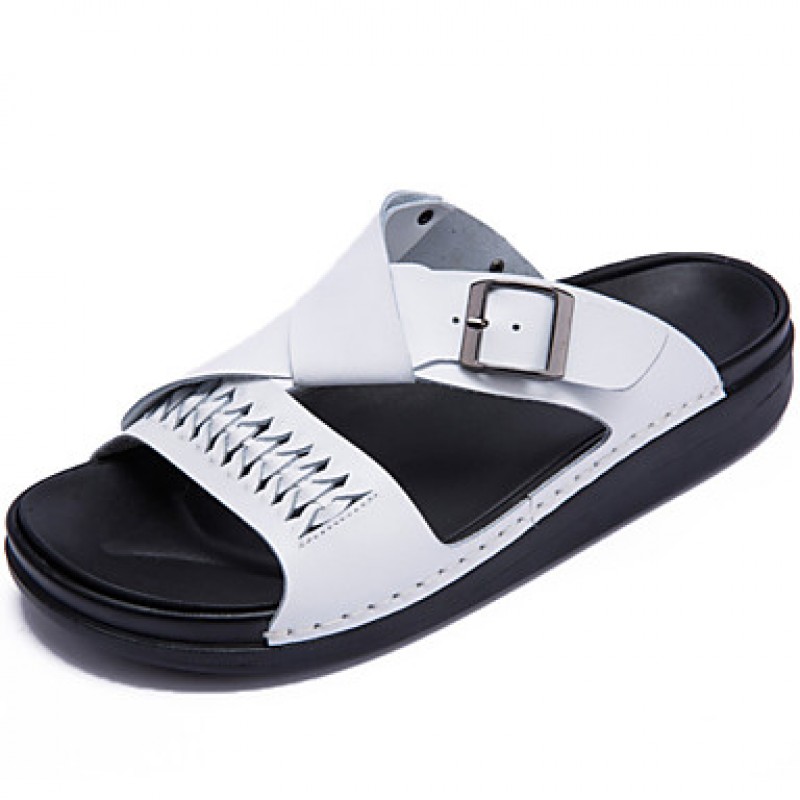 Men's Shoes Outdoor / Office & Career / Athletic / Dress / Casual Nappa Leather Slippers Black / White  