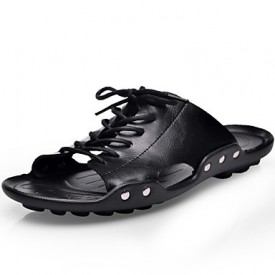 Men's Shoes Outdoor / Athletic / Casual Leather Sandals Black  