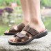 Men's Shoes Outdoor / Work & Duty / Casual Leather Sandals Black / Brown / Khaki  