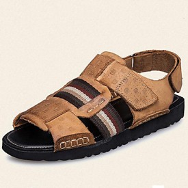 Men's Shoes Outdoor / Office & Career / Athletic / Dress /Casual Nappa Leather Sandals Big Size Black / Brown  