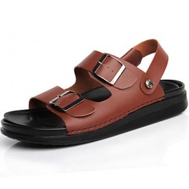 Men's Shoes Outdoor / Office & Career / Work & Duty / Athletic / Casual Nappa Leather Sandals Black / Brown / White  