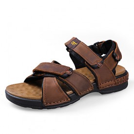 Men's Shoes Outdoor / Office & Career / Athletic / Dress / Casual Nappa Leather Sandals Black / Brown  