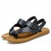 Men's Genuine Leather Slippers Casual Leather Sandals Beach Shoes Blue / Brown / Khaki  