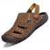 Men's Genuine Leather Slippers Outdoor Comfortable Sandals Beach Shoes  