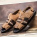 Men's Shoes Outdoor / Office & Career / Athletic / Dress /Casual Nappa Leather Sandals Big Size Black / Brown  