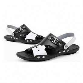 Men's Shoes Outdoor / Office & Career / Athletic / Dress / Casual Nappa Leather Sandals Black  