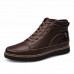 Shoes Leather Casual Boots Casual Flat Heel Lace-up Black / Brown  