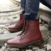 Shoes Leather Casual Boots Casual Low Heel Lace-up Black / Brown / Burgundy  