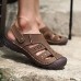 Men's Genuine Leather Slippers Outdoor Comfortable Sandals Beach Shoes  