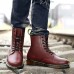 Shoes Leather Casual Boots Casual Low Heel Lace-up Black / Brown / Burgundy  