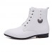 Shoes Leather / Leatherette Outdoor / Casual / Athletic Boots Outdoor / Casual / Athletic Flat Heel Rivet Black / White  