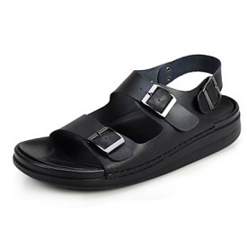 Men's Shoes Outdoor / Casual Leather Sandals / Slip-on Black / Brown / White  