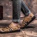 Men's Shoes Outdoor / Office & Career / Athletic / Dress /Casual Nappa Leather Sandals Big Size Black / Brown  