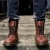 Shoes Leather Casual Boots Casual Low Heel Lace-up Black / Brown / Burgundy  