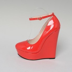 Women's Spring / Fall Wedges / Heels / Platform / Round Toe Leatherette Party & Evening Wedge Heel Black / Red / White