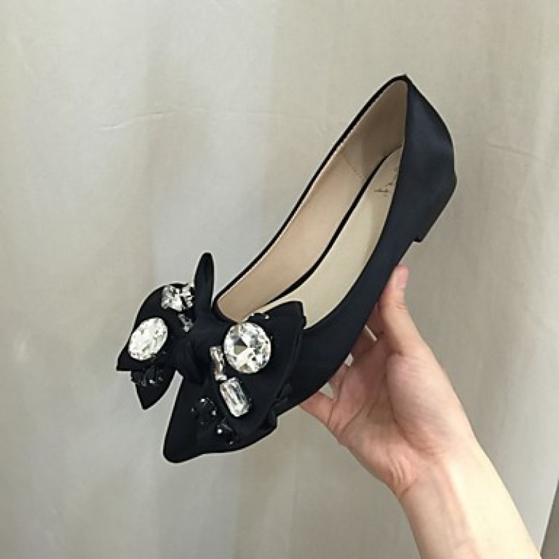 Women's Flats Fall Ballerina / Pointed Toe Fabric Casual Flat Heel Applique Black Others