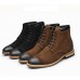 Shoes Leather Casual Boots Casual Low Heel Lace-up Black / Brown  