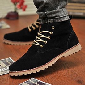 Shoes Leatherette Casual Boots Casual Flat Heel Lace-up Black / Blue / Yellow / Green  