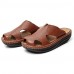 Men's Shoes summer Outdoor / Casual Leather Platform Slippers Black / Brown  