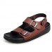 Men's Shoes Outdoor / Casual Leather Sandals / Slip-on Black / Brown / White  