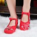 Women's Shoes Canvas Spring Summer Fall Mary Jane Comfort Flats Casual Flat Heel Buckle Flower Black Red Walking
