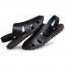 Men's Shoes Outdoor / Office & Career / Athletic / Dress / Casual Nappa Leather Sandals Big Size Black / Brown  