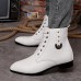 Shoes Leather / Leatherette Outdoor / Casual / Athletic Boots Outdoor / Casual / Athletic Flat Heel Rivet Black / White  