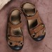 Men's Shoes Outdoor / Casual Nappa Leather / Fabric Sandals Brown / Yellow / Khaki  