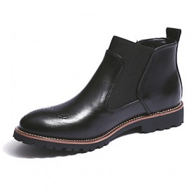 Shoes Leather Office  Career / Casual Boots Office  Career / Casual Low Heel Split Joint Black / Brown / Burgundy  