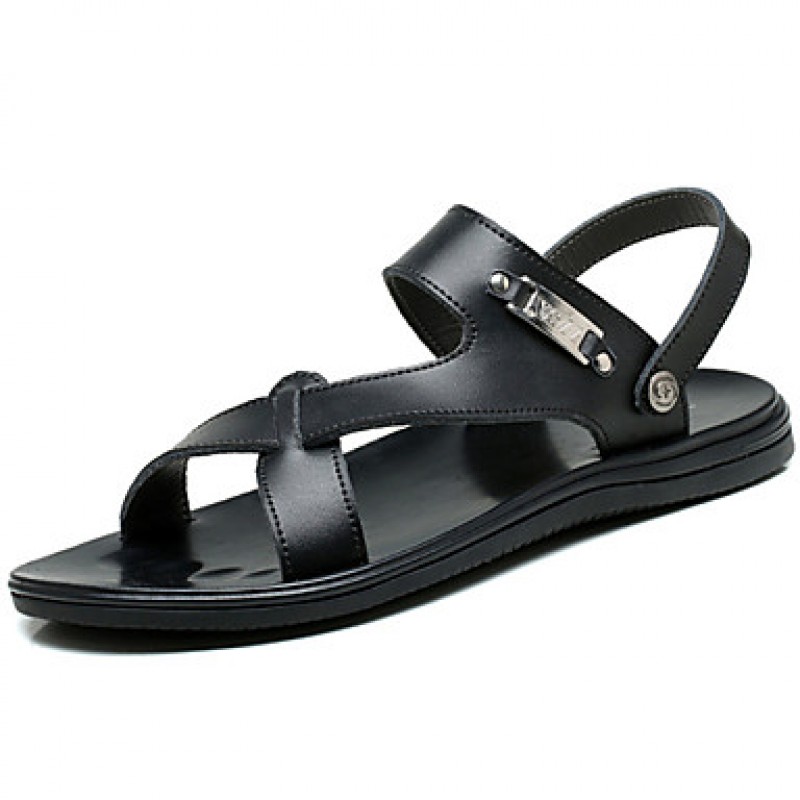 Men's Shoes Outdoor / Office & Career / Work & Duty / Athletic / Dress / Casual Nappa Leather Sandals Black / White  