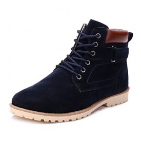 Shoes Fleece Casual Boots Casual Flat Heel Lace-up Black / Blue / Brown  