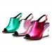 Women's Shoes Cowhide Wedge Heel Wedges / Heels / Peep Toe / Slingback Sandals / Heels Outdoor / Party