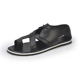   Men's Shoes Casual Leatherette Sandals Black / White  