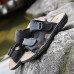 Men's Shoes Outdoor / Work & Duty / Casual Leather Sandals Black / Brown / Khaki  