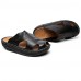 Men's Shoes summer Outdoor / Casual Leather Platform Slippers Black / Brown  