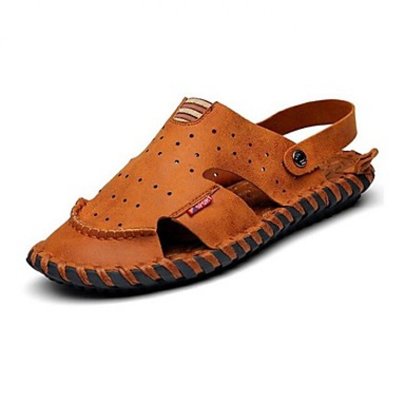 Men's Shoes Outdoor / Office & Career / Athletic / Dress / Casual Nappa Leather Sandals / Flip-Flops Brown  