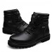 Shoes Leather Casual Boots Casual Low Heel Lace-up Black  