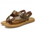 Men's Genuine Leather Slippers Casual Leather Sandals Beach Shoes Blue / Brown / Khaki  