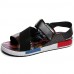 Men's Shoes Leatherette Casual Sandals Casual Flat Heel Magic Tape Silver / Gold / Multi-color  